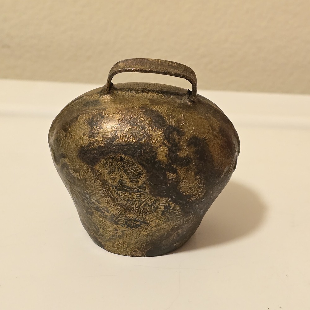 Antique Russian Bell Sound Cow Animals Brass Shepherd 1900s 2.75" X 1.75"